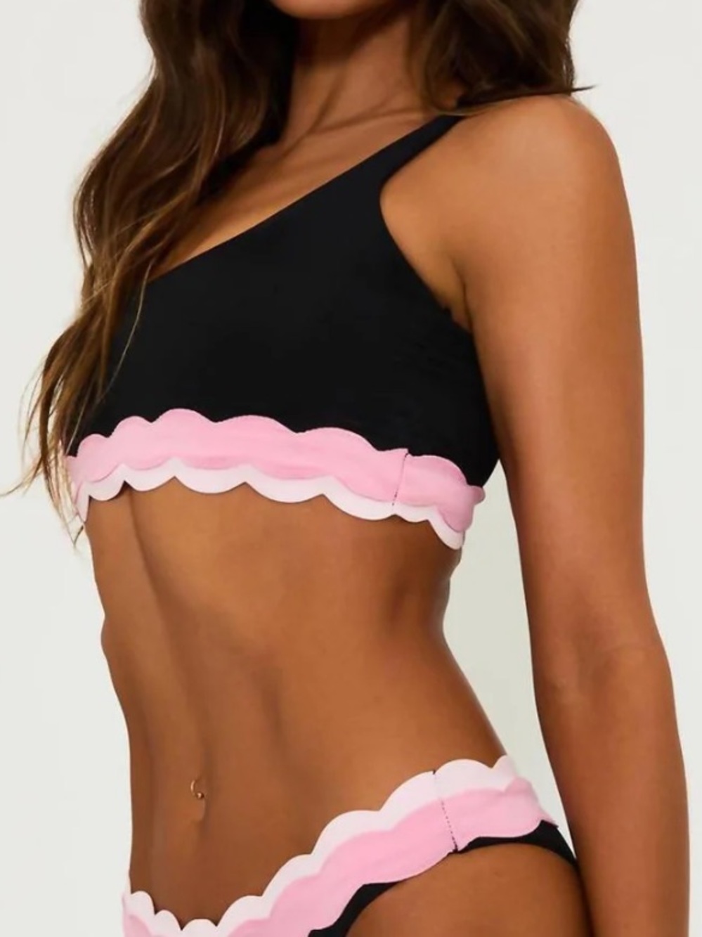 Beach Riot Marin Bikini Top with Pink Scallop Trim NWT - Picture 3 of 8